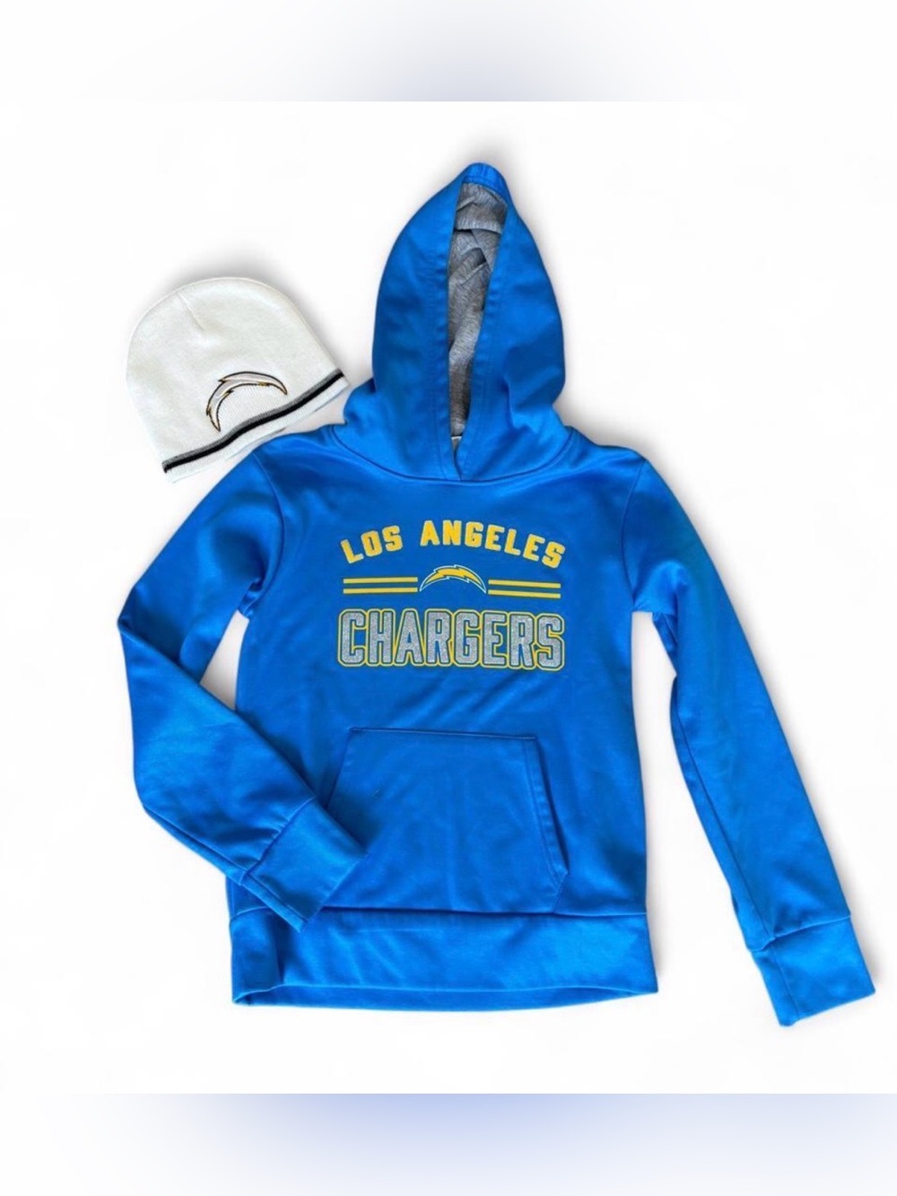 LA Chargers youth L hoodie and beanie
